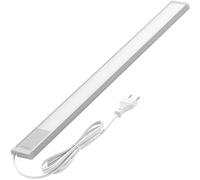 Oktaplex Riva - Lámpara LED plana para debajo de muebles de cocina, luz blanca cálida, 57,5 cm, 730 lm, interruptor, 10,4 W, 230 V, para armario bajo, color plateado
