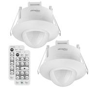 Oktaplex Sam - Juego de 2 detectores de movimiento empotrables (360°, incluye mando a distancia, sensor de movimiento por infrarrojos, 230 V, empotrable, interior), color blanco