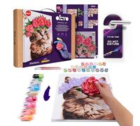 Okto & Ideyka 30010 - Juego de modelado 3D y pintura por números - Elegante gatito - Kit para creatividad y decoración - Arte sensorial - Pintura acrílica y arcilla seca al aire - Tamaño del marco 30