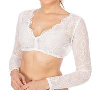 Oktoberfest 2025 - 1 pieza de lencería con aros para mujer, elegante blusa tirolesa negra para el Oktoberfest, talla grande, gótica, blanco, L