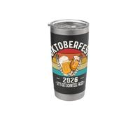 Oktoberfest 2026 Vamos a beber cerveza con cara de schnitzel Vaso térmico de acero inoxidable de doble pared