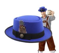 Oktoberfest Bayerischer Kostüm Hut schwarze Melone,Deutsches Baviersches Oktoberfest Kostüm - Oktoberfest für Damen, Oktoberfest Kostümzubehör mit Federn, Emblemen, für das Oktoberfest, Volksfe