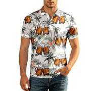 Oktoberfest Camisa Hawaiana Divertida de Cerveza Camisa Hawaiana para Hombres Y Mujeres Divertida Manga Corta con Bolsillo Frontal Fiesta Bebidas Estampados de Botellas de Cerveza