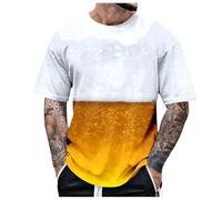 Oktoberfest Camiseta para hombre con impresión de cerveza 3D, camiseta amarilla, manga corta, cuello redondo, camisetas deportivas, divertidas, festivas, fiestas, regalo, camiseta básica, unisex