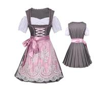 Oktoberfest Costumes - Delantal rosa para mujer, vestido bávaro alemán auténtico