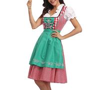 Oktoberfest Damen Outfit Grosse Grössen Trachtkleid lang mit Reissverschluss vorne Dirndlkleid Dirndlkleid Übergröße Modern Dirndl Midi Knielang Schürze Spitze Dirndlschürze Dress Elegant
