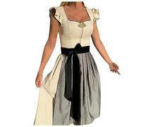 Oktoberfest Damen Outfit Schlicht Dirndel Trachten Elegant mit Reissverschluss vorne Trachtenrock Dirndl Bluse Spitze Trachtkleid Grosse Grössen Midi Delantal Modern Dirndlschürze Dress Übergröße