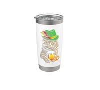 Oktoberfest - Disfraz de gato bávaro con sombrero alpino cerveza Vaso térmico de acero inoxidable de doble pared