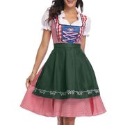 Oktoberfest - Disfraz tradicional bavarese da Donna, Vestito Dirndl tedesco, taglie forti, grembiule scozzese, carnevale, Halloween, cosplay, giochi di ruolo, Vestito Dirndl a (X4-verde claro, XXXL)