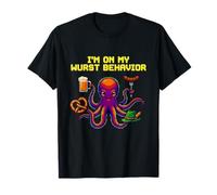Oktoberfest I'm On My Wurst Comportamiento Pulpo Pixel Art Cerveza Camiseta