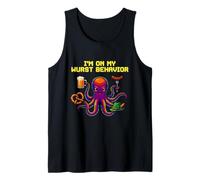 Oktoberfest I'm On My Wurst Comportamiento Pulpo Pixel Art Cerveza Camiseta sin Mangas