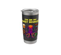 Oktoberfest I'm On My Wurst Comportamiento Pulpo Pixel Art Cerveza Vaso térmico de acero inoxidable de doble pared