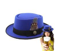 Oktoberfest OutfitHut,Oktoberfest Bayerischer Kostümhut,Deutscher Hut | Oktoberfest Outfits für Damen, Oktoberfest Kostümzubehör mit Federn, Emblemen, für das Oktoberfest, Volksfest für Erwachsene