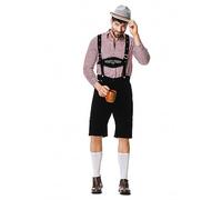 Oktoberfest Pantalones de Piel para Hombre con Tirantes BáVaros Tela Retro CláSicos Elegantes Juego Traje Tradicional Fiesta Popular, Carnaval
