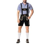Oktoberfest Pantalones de Piel para Hombre con Tirantes BáVaros Traje AlemáN Baviera Trachtenhose Cuero Peto BáVaro Juego Tradicional