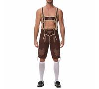 Oktoberfest Pantalones de piel para hombre Cuero Traje Regiona Color MarróN Bordado Envejecido Regional Cortos Tradicionales Trachten Couture Aleman Lederhosen Despedida Soltero O Cualquier Fiesta Dis