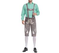Oktoberfest Pantalones de Piel para Hombre Cuero Traje Regiona con Tirantes Ajustables Regional AlemáN Baviera Elegantes Tradicionales Fiestas Cerveza