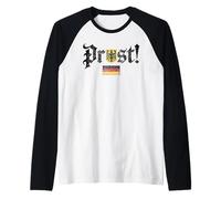 Oktoberfest Prost Funny German Flag Vintage Beer Drinking Camiseta Manga Raglan