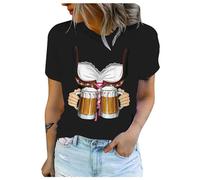 Oktoberfest T Shirt Kurzarm T Shirts Druck Bluse Tops Oktoberfest Shirt Damen,Damen T-Shirt Für Das Oktoberfest Schatzerl Fun-Shirt Trachtenshirt Bierfest Outfit,Trachten T-Shirt Damen Stretch, Negro