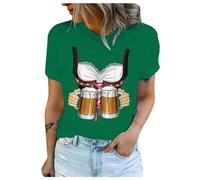 Oktoberfest T Shirt Kurzarm T Shirts Druck Bluse Tops Oktoberfest Shirt Damen,Damen T-Shirt Für Das Oktoberfest Schatzerl Fun-Shirt Trachtenshirt Bierfest Outfit,Trachten T-Shirt Damen Stretch, verde