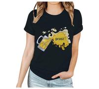 Oktoberfest T Shirt Large Loose Round Neck Funny Printed Short Sleeved Shirt Oktoberfest Party T Witzig,Damen T-Shirt Für Das Oktoberfest's Schatzerl Fun-Shirt Trachtenshirt Bierfest Outfit, Negro
