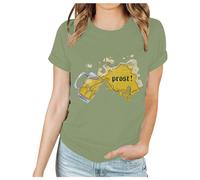 Oktoberfest T Shirt Large Loose Round Neck Funny Printed Short Sleeved Shirt Oktoberfest Party T Witzig,Damen T-Shirt Für Das Oktoberfest's Schatzerl Fun-Shirt Trachtenshirt Bierfest Outfit, Verde