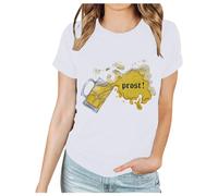 Oktoberfest T Shirt Large Loose Round Neck Funny Printed Short Sleeved Shirt Oktoberfest Party T Witzig,Damen T-Shirt Für Das Oktoberfest's Schatzerl Fun-Shirt Trachtenshirt Bierfest Outfit, Blanco, M