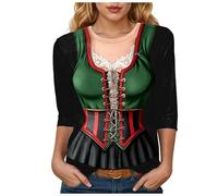 Oktoberfest Trachten T Shirt Basic Mit DreivierteläRmeln Oktoberfest Damen Dirndl Ersatz,Damen T-Shirt für das Oktoberfest's Schatzerl Fun-Shirt Trachtenshirt Bierfest Outfit,Trachten T-Shirt Damen