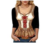 Oktoberfest Trachten T Shirt Basic Mit DreivierteläRmeln Oktoberfest Damen Dirndl Ersatz,Damen T-Shirt für das Oktoberfest's Schatzerl Fun-Shirt Trachtenshirt Bierfest Outfit,Trachten T-Shirt Damen