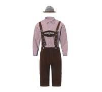 Oktoberfest Traje De Peto para Hombre pantalón Cuero Tradicional con Tirantes Pantalones Correr Bordados Regional AlemáN Baviera Trachten Couture Aleman Lederhosen marrón