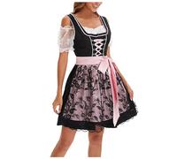 Oktoberfest - Vestido de cerveza de manga corta para mujer, estilo informal, Negro , XL