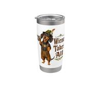 Oktoberfest Wiener se lleva todo divertido Doxie de cerveza Dachshund Vaso térmico de acero inoxidable de doble pared