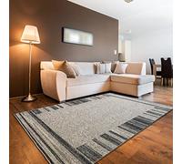 oKu-Tex Alfombra de diseño Mercur, Suave Tejido Gris Jaspeado, diseño Moderno con Cenefa, 80 x 150 cm, Libre de sustancias nocivas según Öko-Tex Standard 100