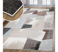 oKu-Tex Alfombra de salón, Harmonia, Alfombra de salón, diseño Moderno, diseño Skandi, Patchwork, Efecto de Alta Profundidad, Color Beige, 60 x 110 cm