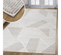 oKu-Tex Alfombra de salón, Harmonia, Alfombra de salón, diseño Moderno, geométrica, triángulo, Efecto Alto-Profundo, Beige, 60 x 110 cm