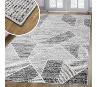 oKu-Tex Alfombra de salón, Harmonia, Alfombra de salón, diseño Moderno, geométrica, triángulo, Efecto Alto-Profundo, Gris, 60 x 110 cm