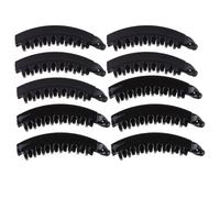 OKUMEYR 10 Pinzas Pelo de Plátano Negro para Mujer, Dientes y Resorte, Plástico Resistente, Paquete de 10 Unidades, Sujetan Bien el Cabello sin Caer