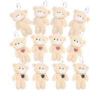 OKUMEYR 12 Llaveros de Peluche Oso Marrón Mini Colgantes de Llavero Peluche de Felpa Suave Pack para Decoración de Fiesta Cumpleaños y San Valentín 4 Corazones