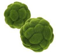OKUMEYR 2 Bolas de Musgo Artificial Verde de Espuma Flocada Apariencia Natural y Fácil de Transportar para Ambientación de Interiores y Manualidades