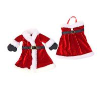 OKUMEYR 2 Piezas Decoración De Botella De Vino De Papá Noel Fundas Decorativas para Botellas De Vino Incluye Uno Ropa De Abuelo y Otro Vestido De Niña