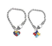 OKUMEYR 2 piezas Pulseras de Aleación de Zinc para Concienciación del Autismo Dijes de Rompecabezas Pulsera Decorativa Ligera para Mujeres y Niñas Accesorio de Apoyo