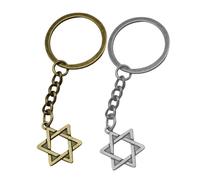 OKUMEYR 2 Uds Llavero Colgante Estrella De Seis Puntas Llavero Accesorios De Coche Medallón Estrella De David De Acero Inoxidable De Coche Encantos