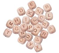 OKUMEYR 26 Cuentas de Madera de Haya Multifuncionales Letras del Alfabeto Ligeras y Fáciles de Usar para hacer Pulseras y Joyas para Manualidades