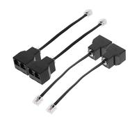 OKUMEYR Adaptador de Línea Telefónica Rj11 Desmontable 6p4c de 4 Núcleos Rj14, 4 Unidades Negras para Conexión Múltiple en Teléfonos, Fax y Módem, Accesorio Electrónico para Uso Doméstico