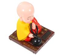 OKUMEYR Adorno Solar Budista Zen de Pequeño Monje para Coche | Plástico, Cabeza que Asiente Energía del Sol, para Mesas y Escritorios, Figurita Infantil