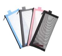 OKUMEYR Bolsas para Lápices Cremallera de Nylon Transparentes, Estuche para Lápices de Gran Capacidad, Resistente al Desgaste, Paquete de 4 Unidades para Estudiantes