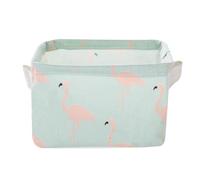 OKUMEYR Cesta Plegable de Tela con Asas Organizador de Escritorio para Dormitorio Baño y Oficina Cubo de Almacenamiento Multiusos con Diseño Flamingo