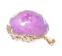 OKUMEYR Colgante de Ágata Natural Brillante, Rebanada Borde Electrochapado en Oro Rosa, Decoración para Joyas Diy, Accesorio de Piedra Preciosa para Collares, Elegante y Artesanal