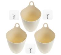 OKUMEYR Conjunto de 3 Cubos de Basura Colgantes de Plástico Blanco, Diseño Montado en Pared y Ahorro de Espacio para Oficina y Dormitorio Escolar