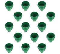 OKUMEYR Contenedor de Alimentación para Loros Verde de Plástico Capacidad Razonable, Fácil Instalación y Fijación para Jaulas de Pájaros, Pack de 15 Unidades